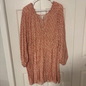 H&M Orange A-Line Long Sleeve Dress Size XXL